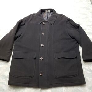 James Peter Coat Jacket  Mens XL Black Wool Cashmere Blend  Diamond Quilted